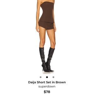REVOLVE Brown Strapless Knit Short Set